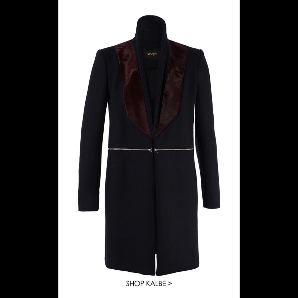 Maje Dark Blue Blazer/coat with burgundy lapel - Picture 3 of 16